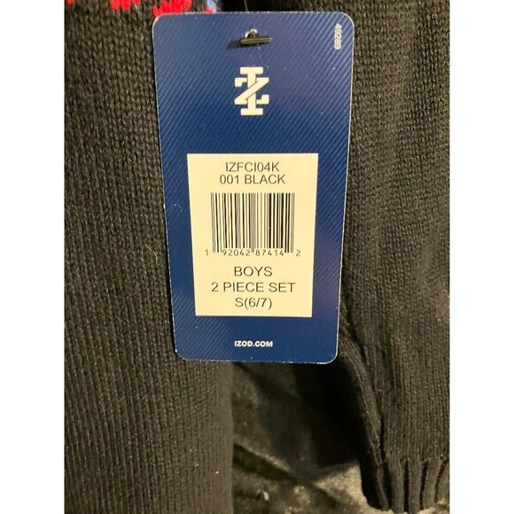 IZOD Quarter Zip Christmas Sweater With Red Button Down Boys Size S/P (6-7) New - Picture 5 of 7